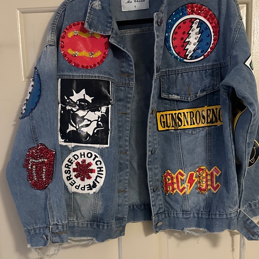 Denim Patchwork Jean Jacket - Blue - image 10